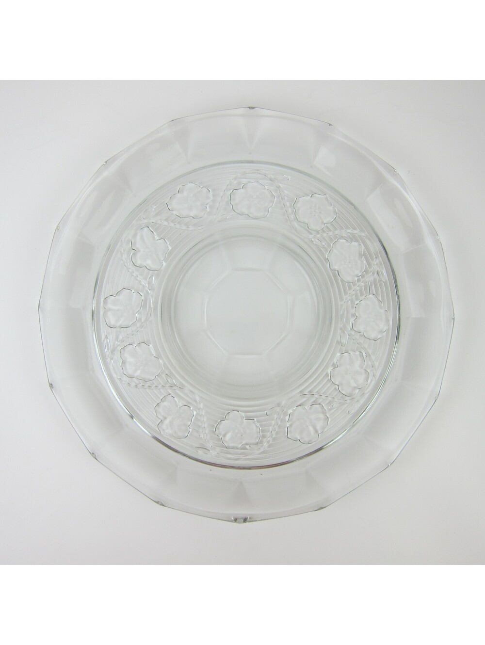 Vintage Anchor Hocking Clear Glass Round Platter Avalon 12" Serving Dish Tray